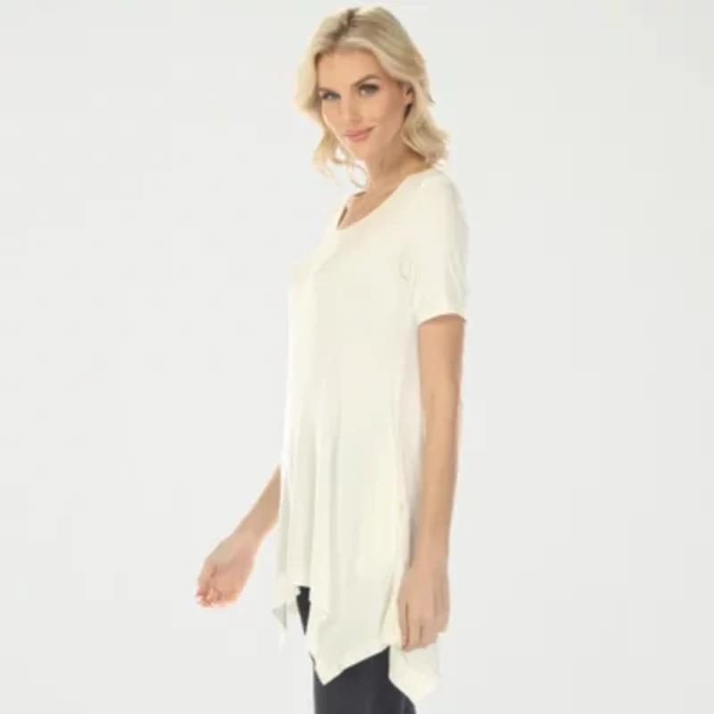 White Mark Swing Womens Scoop Neck Short Sleeve Tunic Top