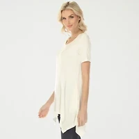 White Mark Swing Womens Scoop Neck Short Sleeve Tunic Top