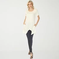 White Mark Swing Womens Scoop Neck Short Sleeve Tunic Top
