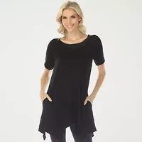 White Mark Swing Womens Scoop Neck Short Sleeve Tunic Top