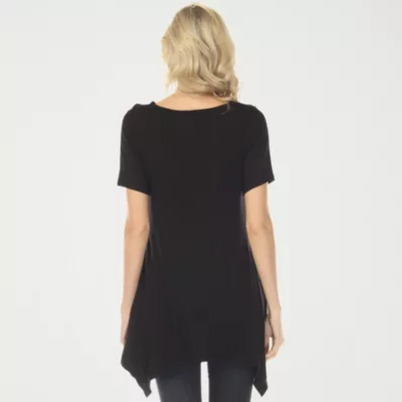 White Mark Swing Womens Scoop Neck Short Sleeve Tunic Top