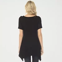 White Mark Swing Womens Scoop Neck Short Sleeve Tunic Top