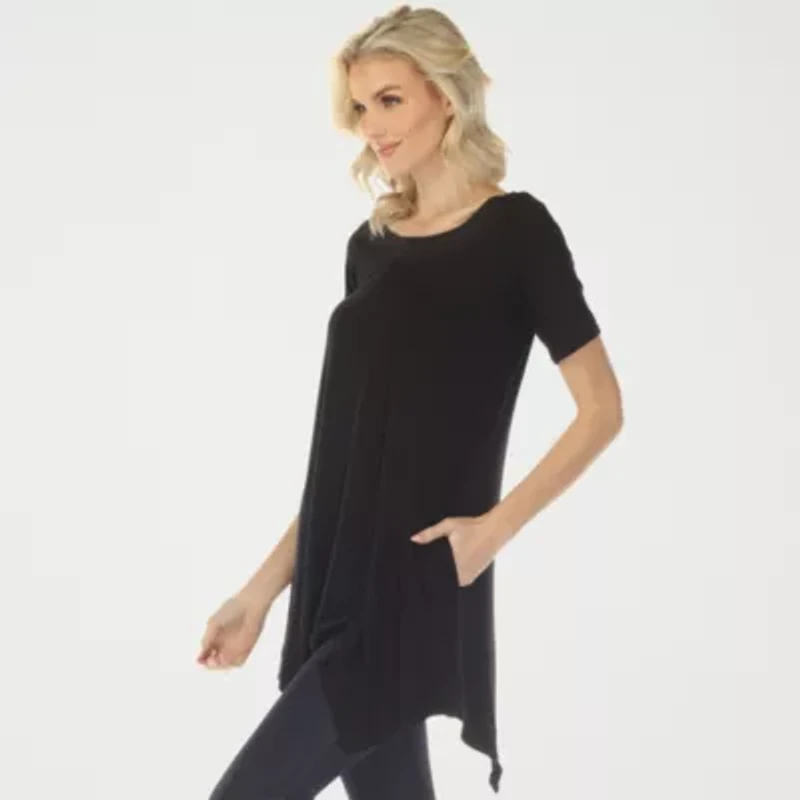 White Mark Swing Womens Scoop Neck Short Sleeve Tunic Top