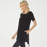 White Mark Swing Womens Scoop Neck Short Sleeve Tunic Top