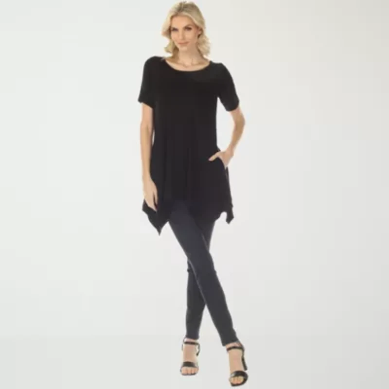 White Mark Swing Womens Scoop Neck Short Sleeve Tunic Top