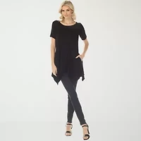 White Mark Swing Womens Scoop Neck Short Sleeve Tunic Top