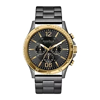 Caravelle New York® Mens Black Ion Gold-Tone Chronograph Watch