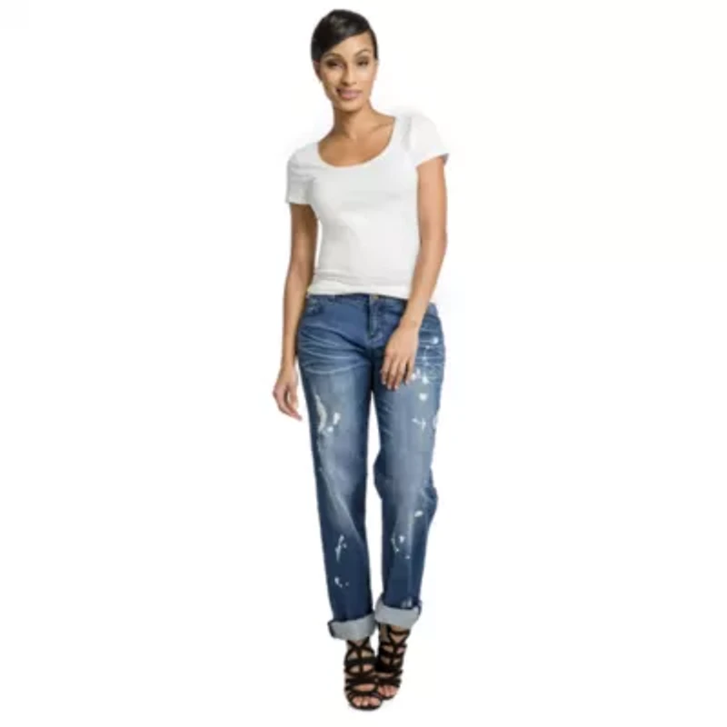 Poetic Justice Curvy Rolled Cuff Boyfriend Jean