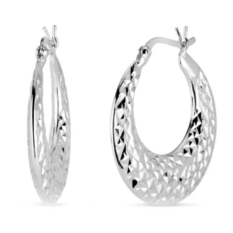 Womens Sterling Silver 25.7mm Hoop Earrings