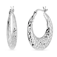 Womens Sterling Silver 25.7mm Hoop Earrings