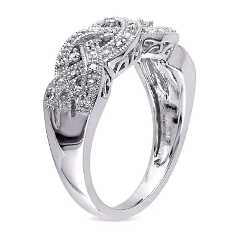 Womens 1/8 CT. T.W. Natural White Diamond Sterling Silver Band