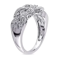 Womens 1/8 CT. T.W. Natural White Diamond Sterling Silver Band