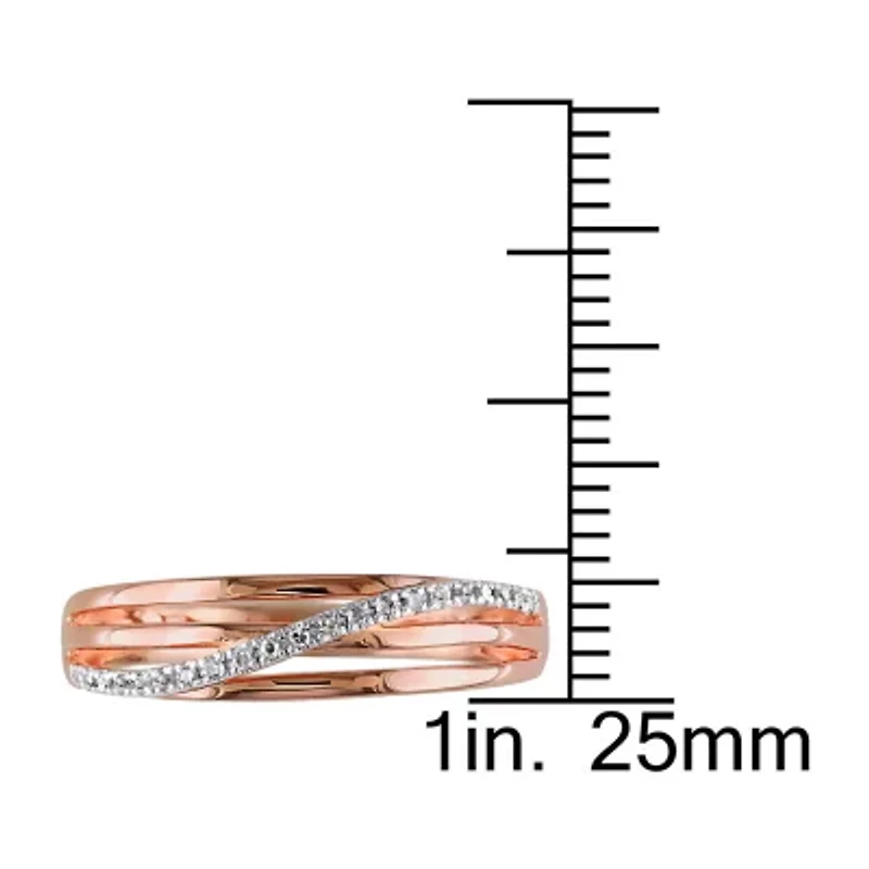 Womens 2MM Diamond Accent Natural White 18K Gold Over Silver Band
