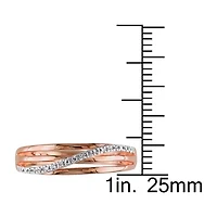 Womens 2MM Diamond Accent Natural White 18K Gold Over Silver Band