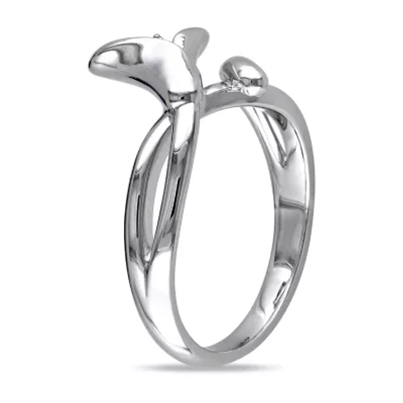 Womens Diamond Accent Natural White Sterling Silver Flower Cocktail Ring