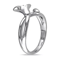 Womens Diamond Accent Natural White Sterling Silver Flower Cocktail Ring