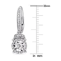 Womens 1/ CT. T.W. Natural White Diamond Sterling Silver Drop Earrings