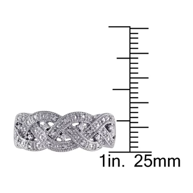 Womens 1/8 CT. T.W. Natural White Diamond Sterling Silver Band