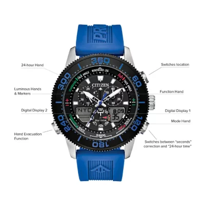 Citizen Promaster Sailhawk Mens Chronograph Blue Strap Watch Jr4068-01e
