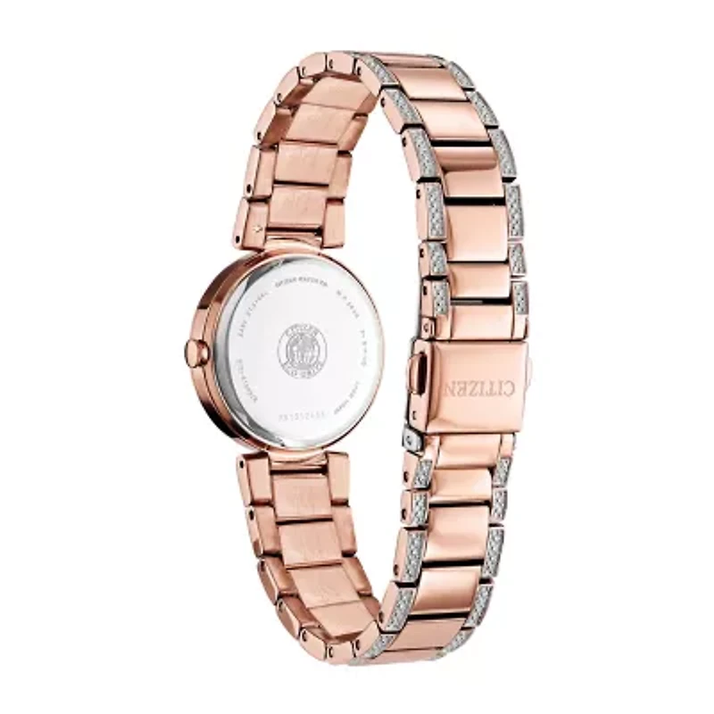 Citizen Crystal Womens Crystal Accent Rose Goldtone Stainless Steel Bracelet Watch Em0843-51d