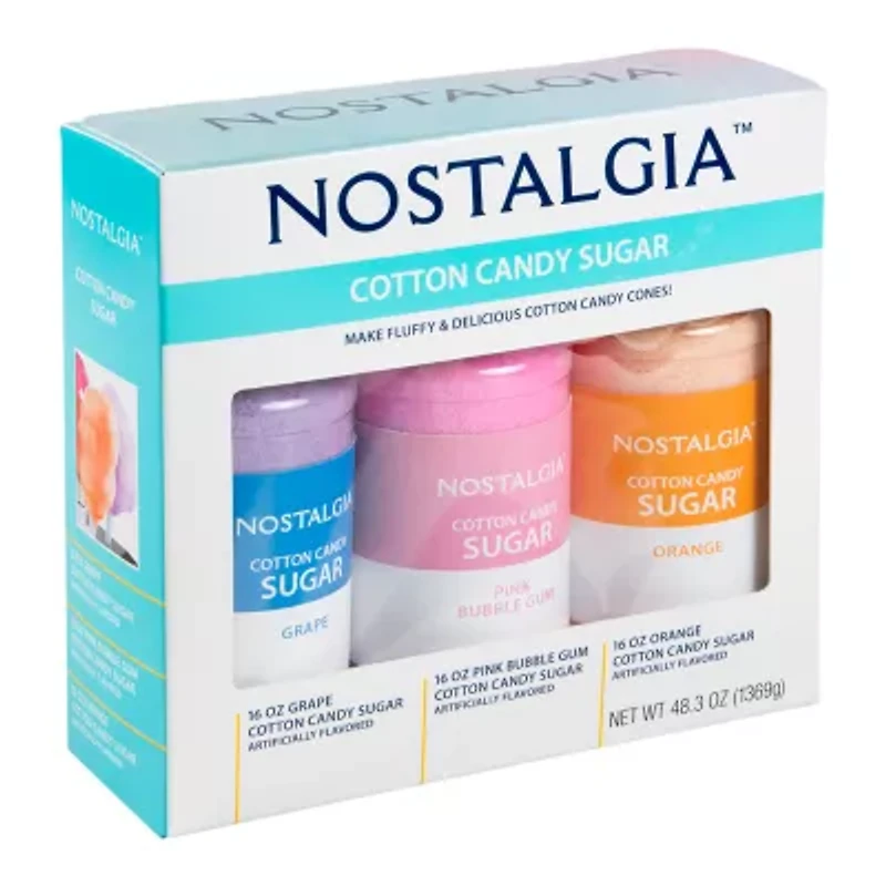 Nostalgia Cotton Candy Flossing Sugar - Grape, Pink Bubble Gum, Orange - 3 Pack