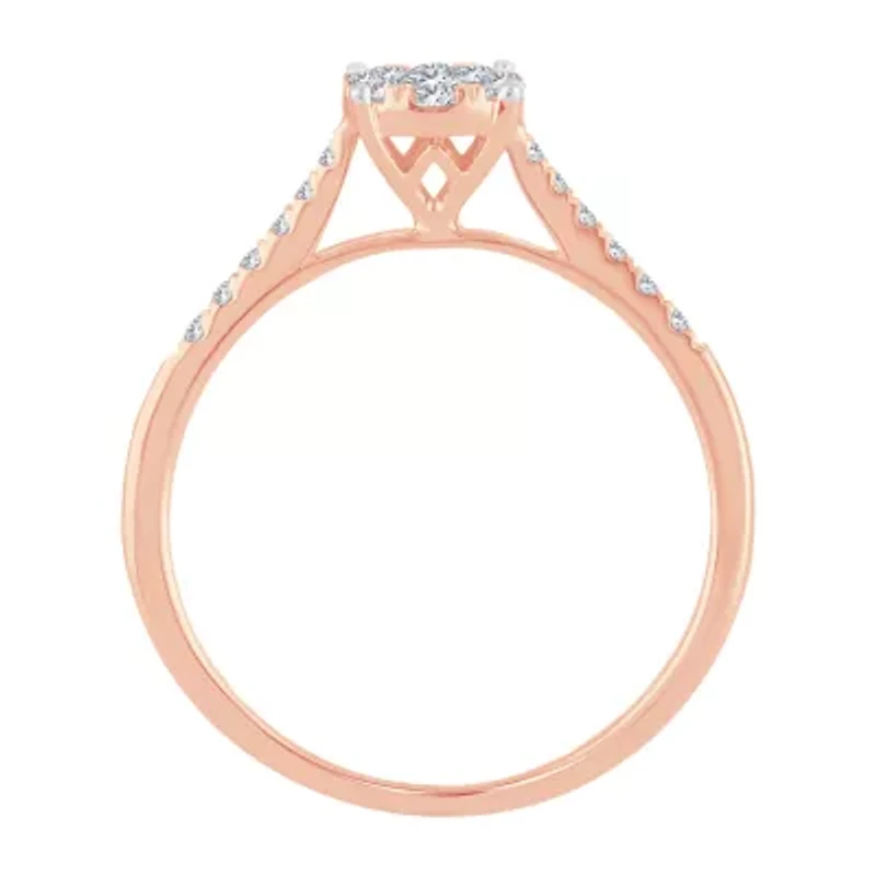 Womens 1/3 CT. T.W. Natural White Diamond 10K Rose Gold Round Engagement Ring