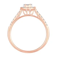 Womens 1/ CT. T.W. Natural White Diamond 10K Rose Gold Oval Engagement Ring