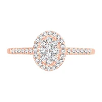 Womens 1/ CT. T.W. Natural White Diamond 10K Rose Gold Oval Engagement Ring