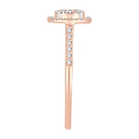 Womens 1/ CT. T.W. Natural White Diamond 10K Rose Gold Oval Engagement Ring
