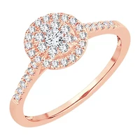 Womens 1/3 CT. T.W. Natural White Diamond 10K Rose Gold Round Engagement Ring