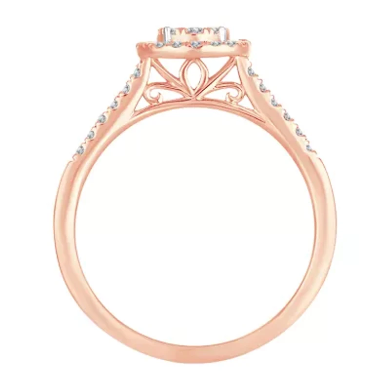 Womens 1/3 CT. T.W. Natural White Diamond 10K Rose Gold Round Engagement Ring