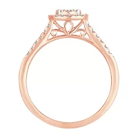 Womens 1/3 CT. T.W. Natural White Diamond 10K Rose Gold Round Engagement Ring