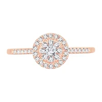 Womens 1/3 CT. T.W. Natural White Diamond 10K Rose Gold Round Engagement Ring
