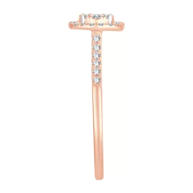 Womens 1/3 CT. T.W. Natural White Diamond 10K Rose Gold Round Engagement Ring