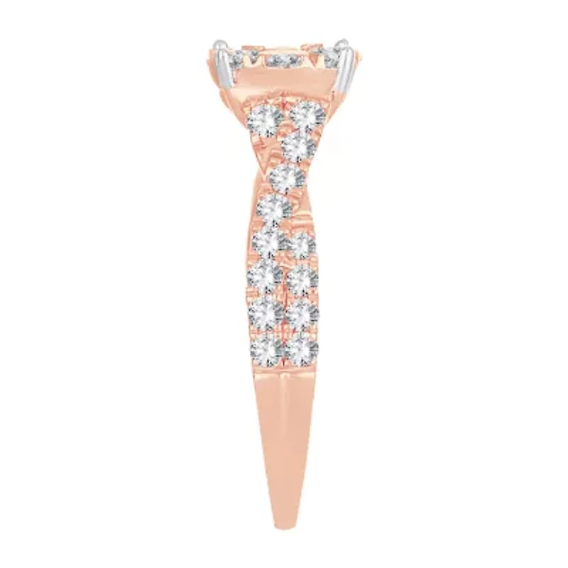 Womens 1 CT. T.W. Natural Diamond 14K Rose Gold Round Engagement Ring