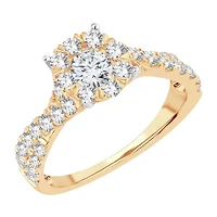 Womens 1 CT. T.W. Natural White Diamond 14K Gold Round Engagement Ring