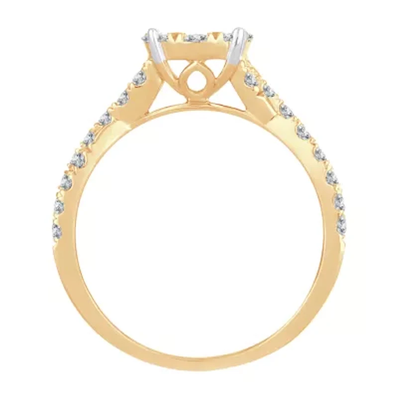 Womens 1 CT. T.W. Natural White Diamond 14K Gold Round Engagement Ring