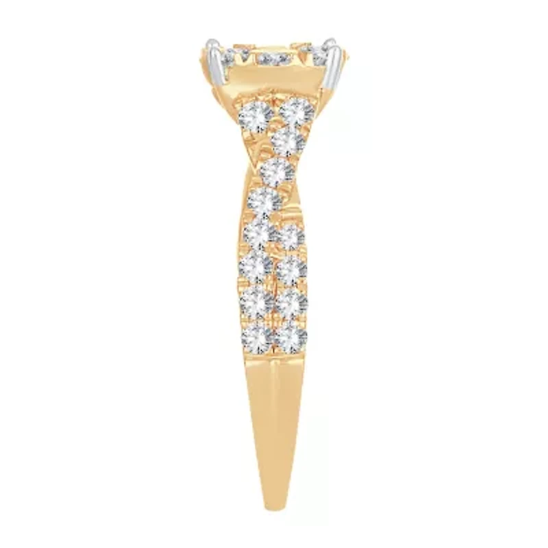 Womens 1 CT. T.W. Natural White Diamond 14K Gold Round Engagement Ring