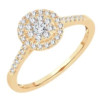 Womens 1/ CT. T.W. Natural White Diamond 10K Gold Round Engagement Ring