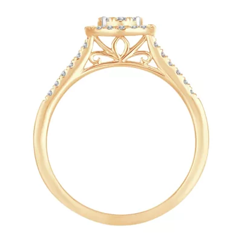 Womens 1/ CT. T.W. Natural White Diamond 10K Gold Round Engagement Ring