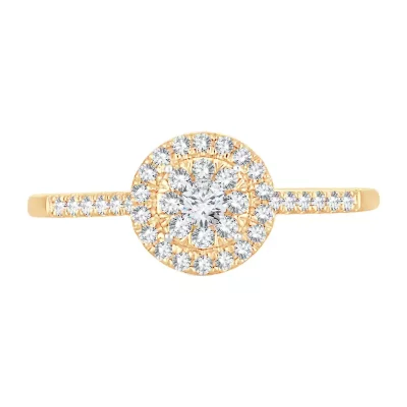 Womens 1/ CT. T.W. Natural White Diamond 10K Gold Round Engagement Ring