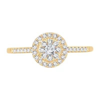 Womens 1/ CT. T.W. Natural White Diamond 10K Gold Round Engagement Ring