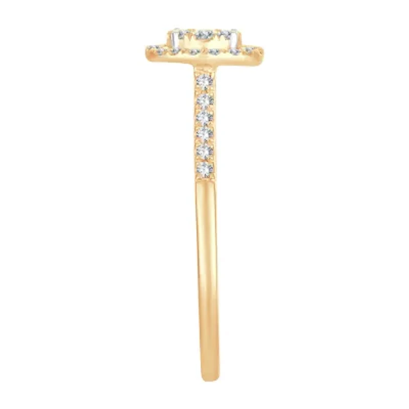 Womens 1/ CT. T.W. Natural White Diamond 10K Gold Round Engagement Ring