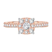 Womens 1 CT. T.W. Natural White Diamond 14K Rose Gold Cushion Engagement Ring