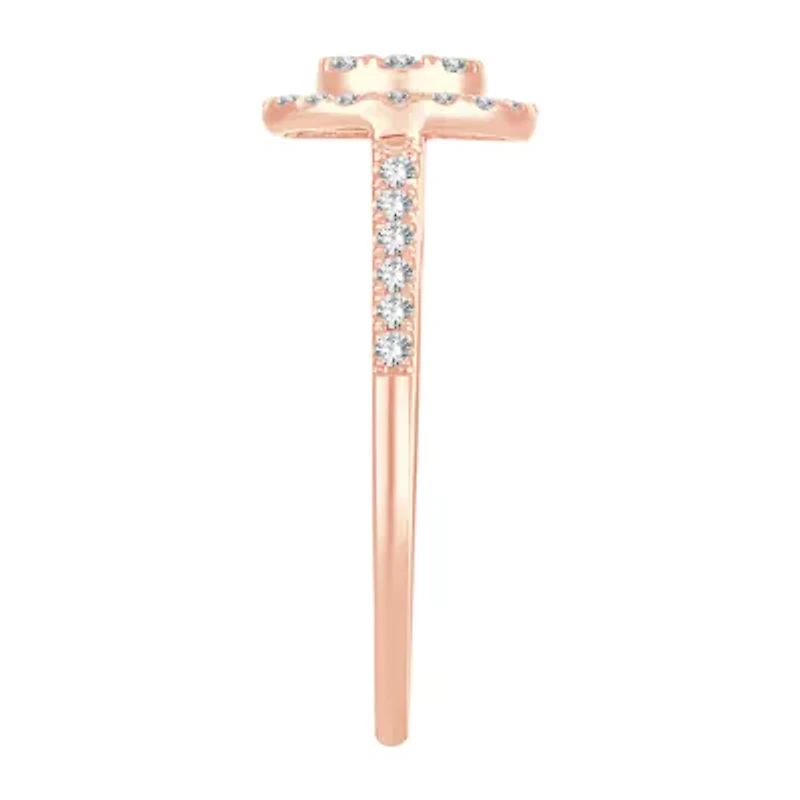 Womens 1/2 CT. T.W. Natural White Diamond 14K Rose Gold Round Engagement Ring