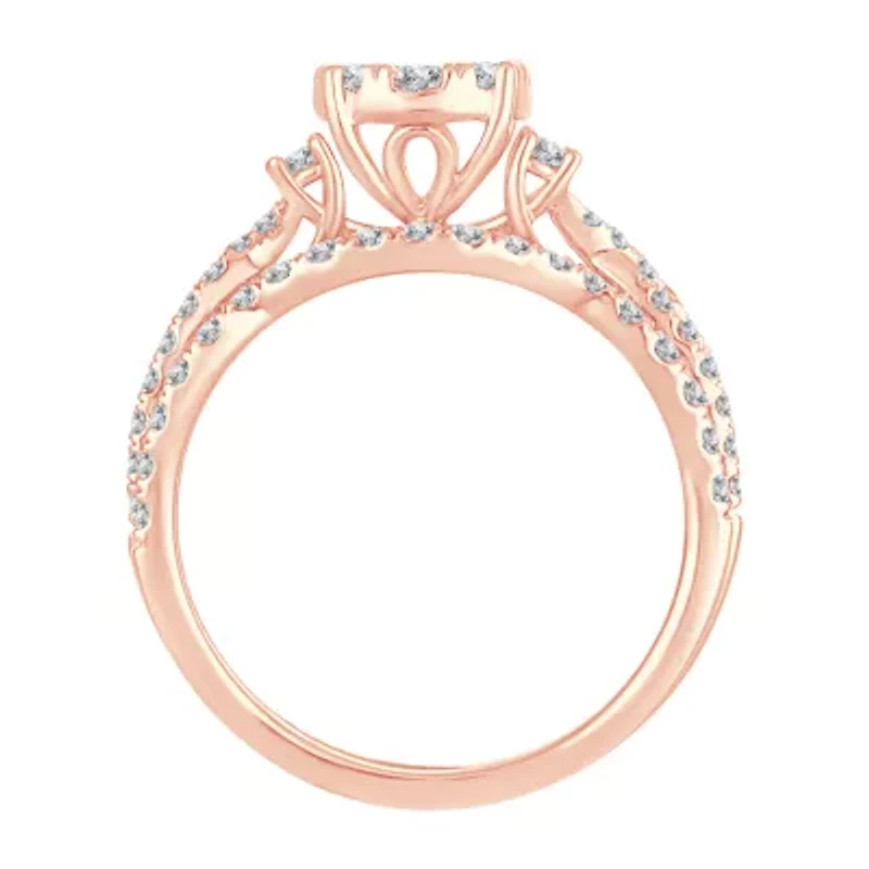 Womens 1 CT. T.W. Natural White Diamond 14K Rose Gold Round Bridal Set