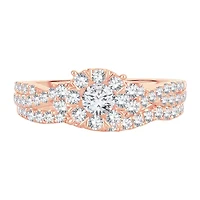 Womens 1 CT. T.W. Natural White Diamond 14K Rose Gold Round Bridal Set