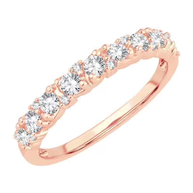 Womens 1/ CT. T.W. Natural White Diamond 10K Rose Gold Wedding Band