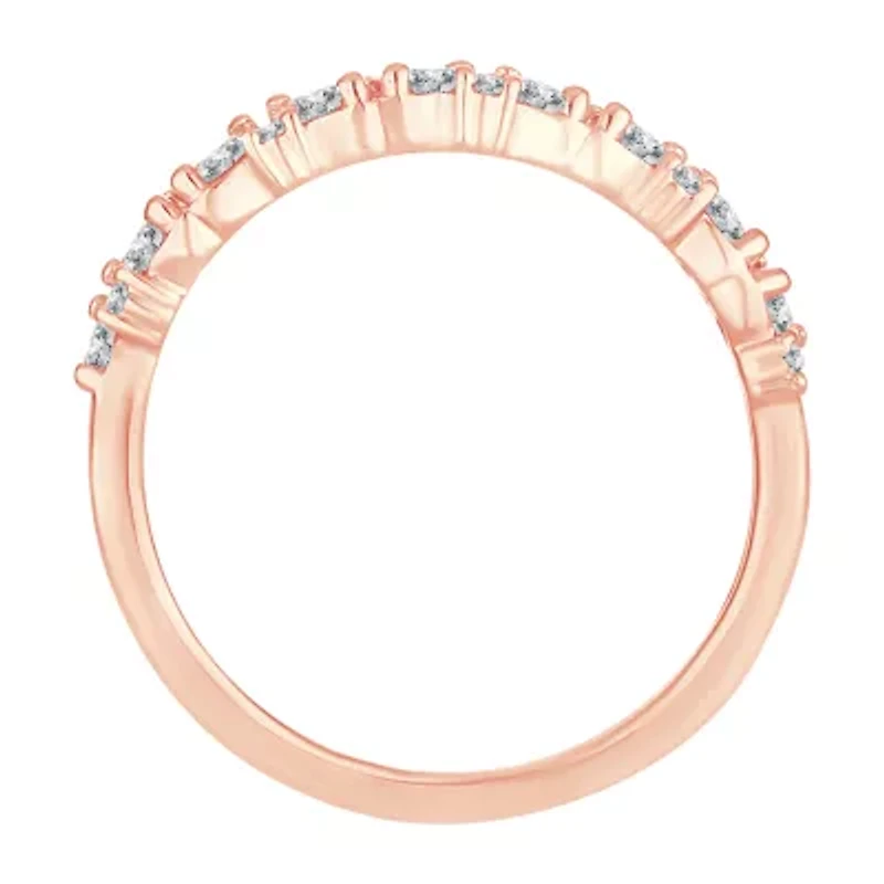 Womens 1/ CT. T.W. Natural White Diamond 10K Rose Gold Wedding Band