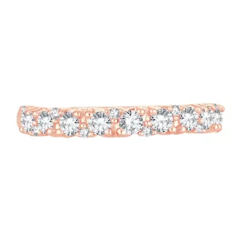 Womens 1/ CT. T.W. Natural White Diamond 10K Rose Gold Wedding Band